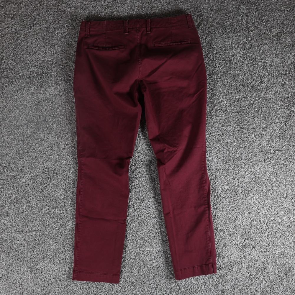 GAP Men's Skinny Chino Pants 33x29 Burgundy Maroon Casual Stretch Trousers
